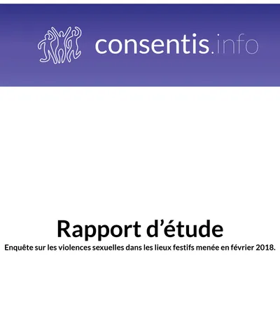 Couverture du rapport d'étude Consentis 2018 : Les violences sexuelles dans les lieux festifs en France